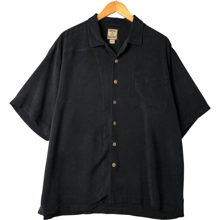 90s-00'S Tommy Bahama Herringbone Short Sleeve Open Collar Silk Shirt Box Shirt Men's XL Vintage silk black type Vintage Second Hand