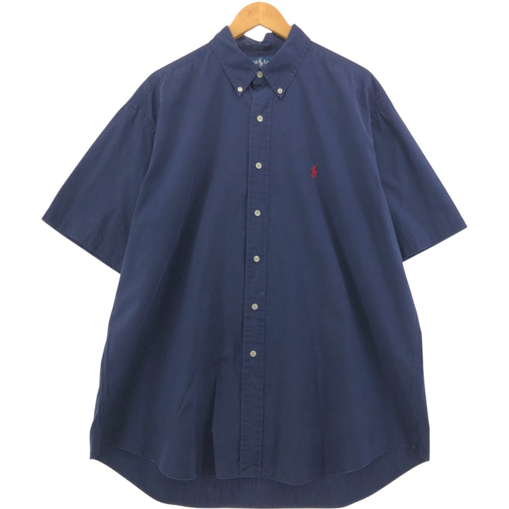 Ralph Lauren BLAKE short sleeve button down shirt, men's XL size cotton navy blue type Vintage Second Hand