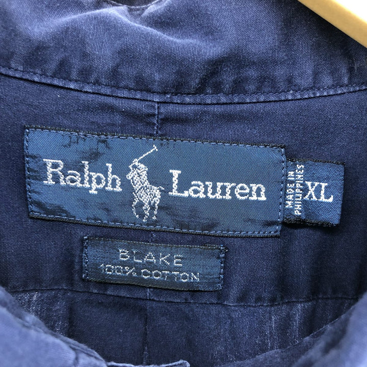 Ralph Lauren BLAKE short sleeve button down shirt, men's XL size cotton navy blue type Vintage Second Hand