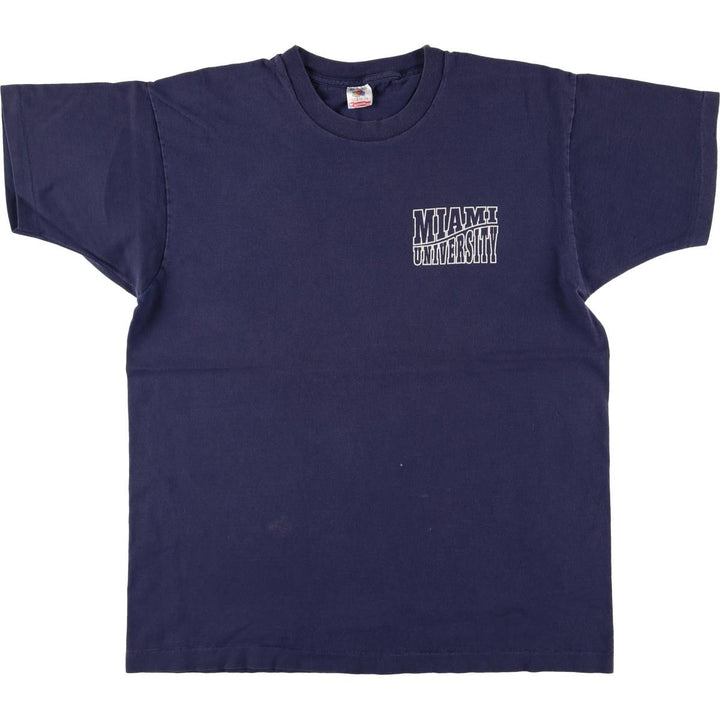 90'S Fruit of the Loom College T-shirt, Made in USA, Men's XL, Vintage cotton navy blue type Vintage Second Hand
