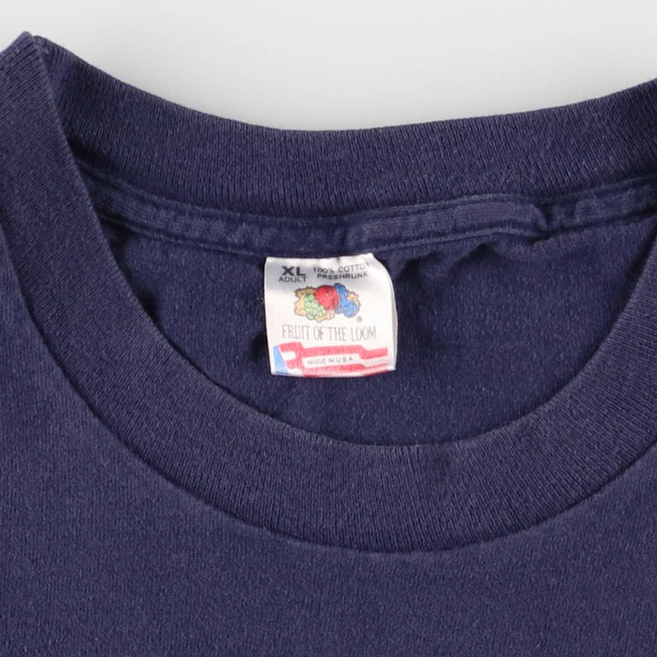 90'S Fruit of the Loom College T-shirt, Made in USA, Men's XL, Vintage cotton navy blue type Vintage Second Hand