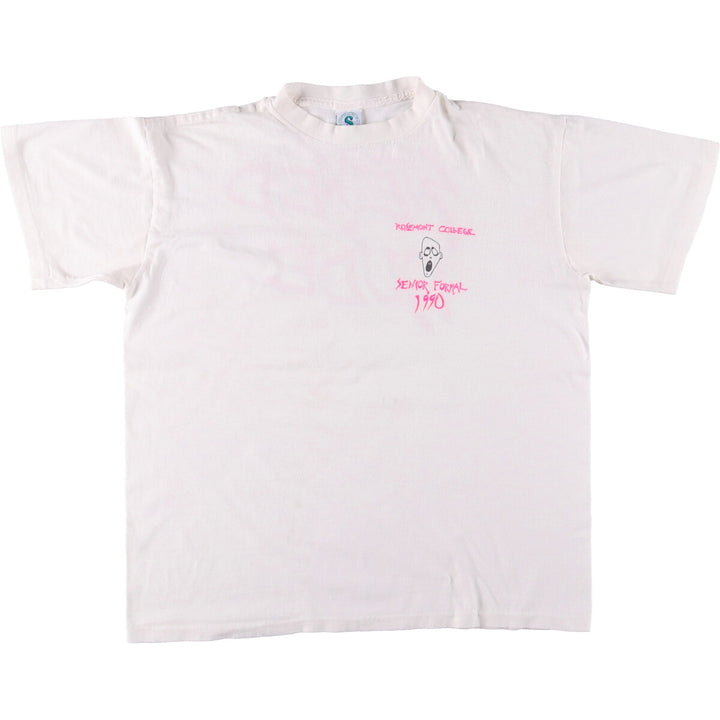 Vintage 90'S college T-shirt, made in the USA, men's size XL cotton white type Vintage Second Hand