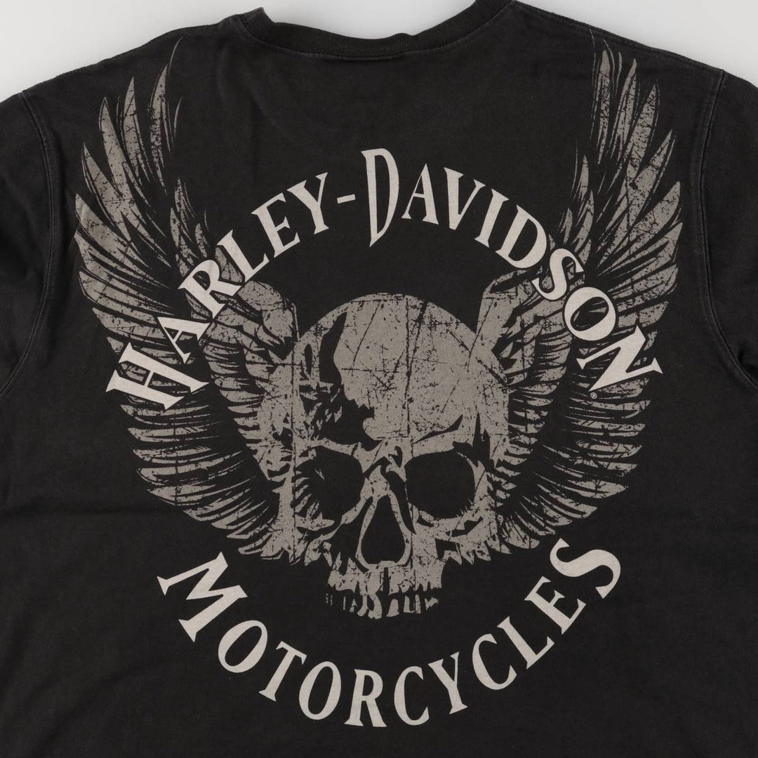 Harley-Davidson Skull Pattern Long T-shirt Made in USA Men's XXL cotton black type Vintage Second Hand