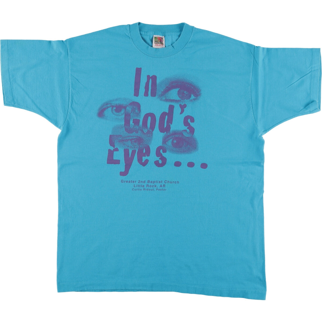 2000'S Fruit of the Loom Message Print T-Shirt, Men's XL cotton turquoise blue Vintage Second Hand