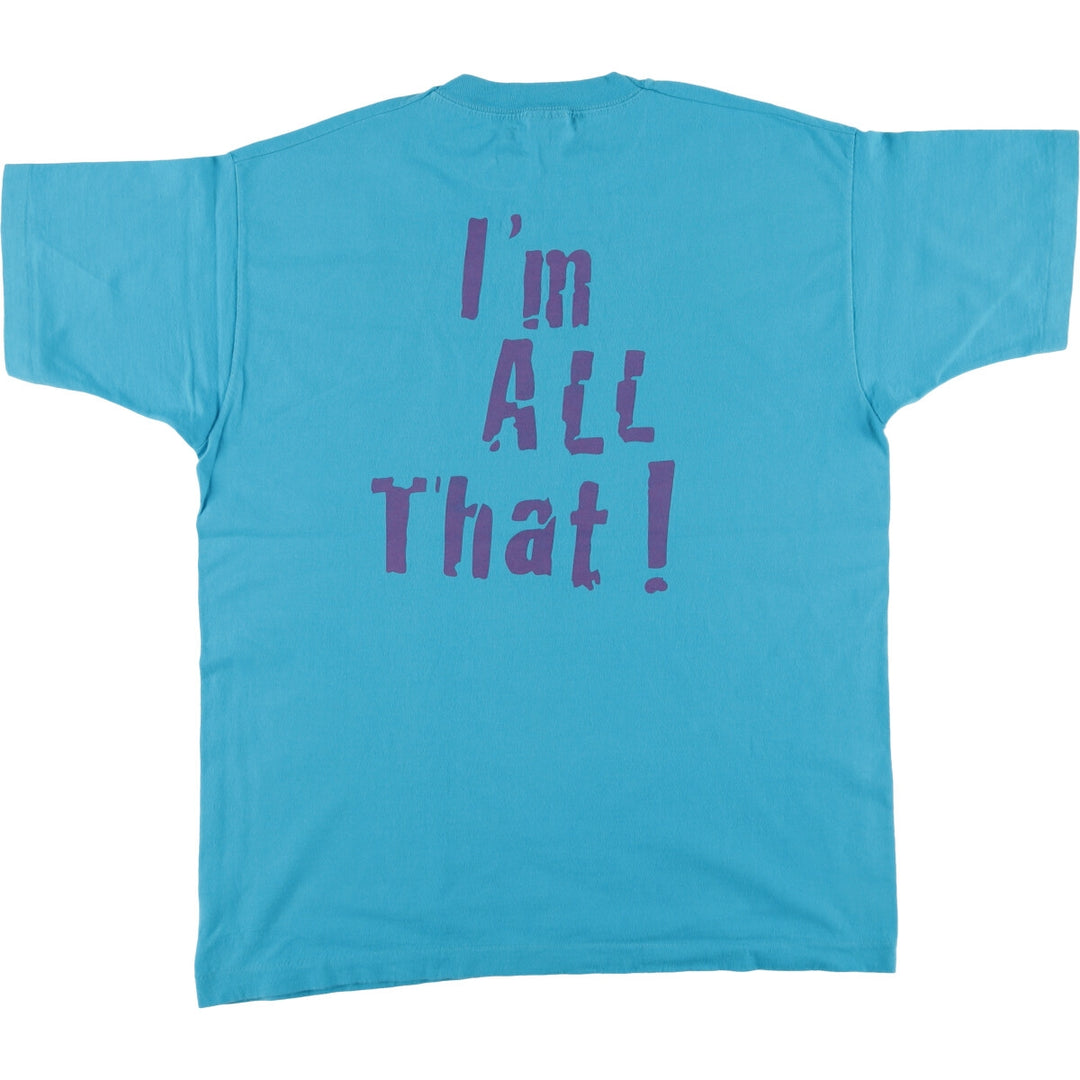 2000'S Fruit of the Loom Message Print T-Shirt, Men's XL cotton turquoise blue Vintage Second Hand