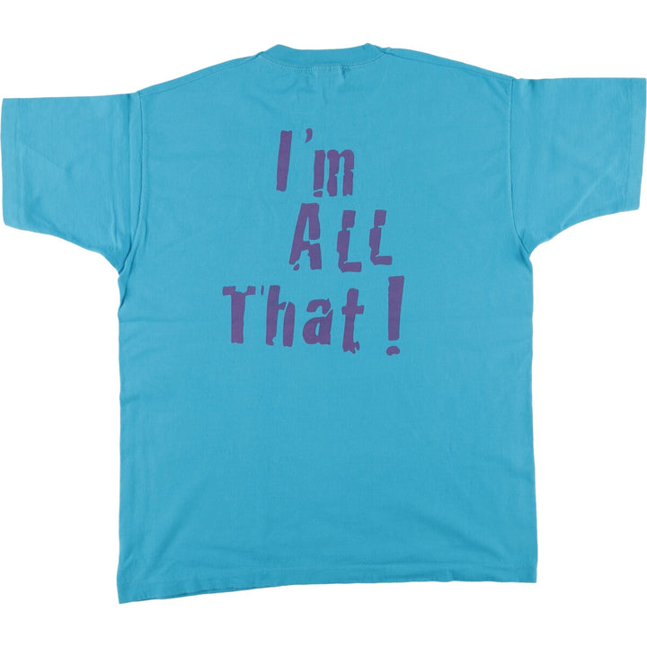 2000'S Fruit of the Loom Message Print T-Shirt, Men's XL cotton turquoise blue Vintage Second Hand