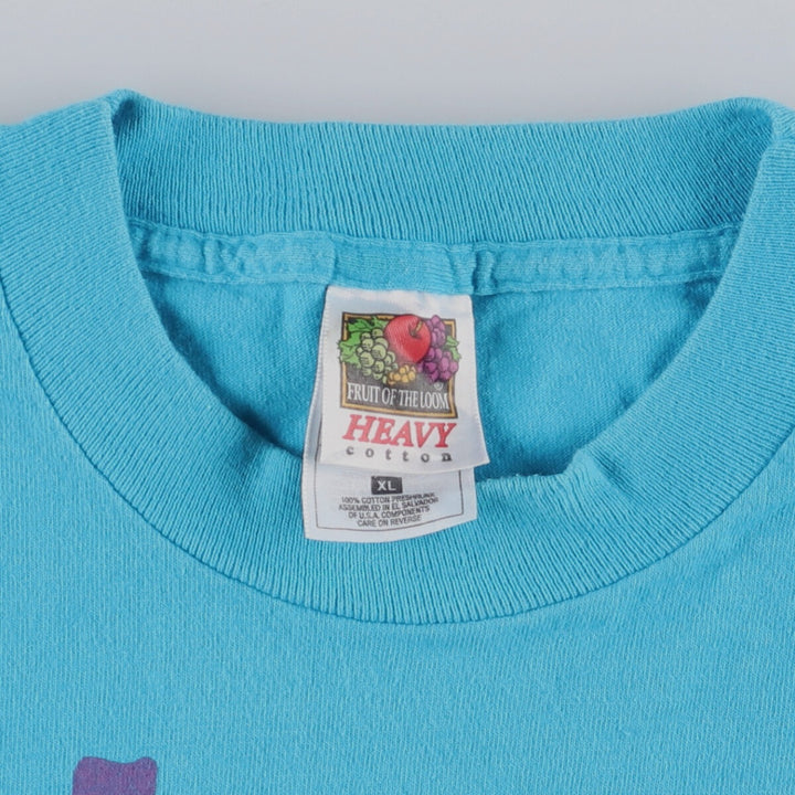 2000'S Fruit of the Loom Message Print T-Shirt, Men's XL cotton turquoise blue Vintage Second Hand