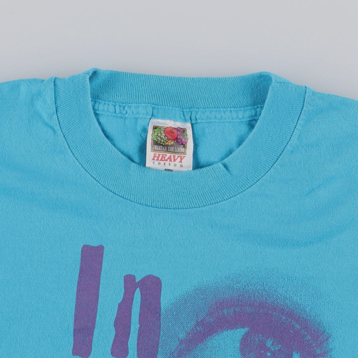 2000'S Fruit of the Loom Message Print T-Shirt, Men's XL cotton turquoise blue Vintage Second Hand