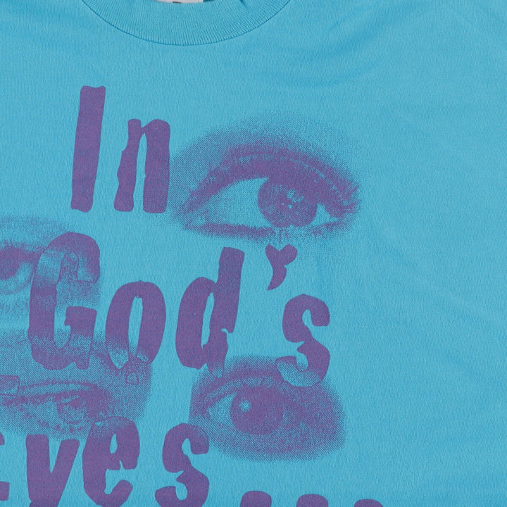 2000'S Fruit of the Loom Message Print T-Shirt, Men's XL cotton turquoise blue Vintage Second Hand