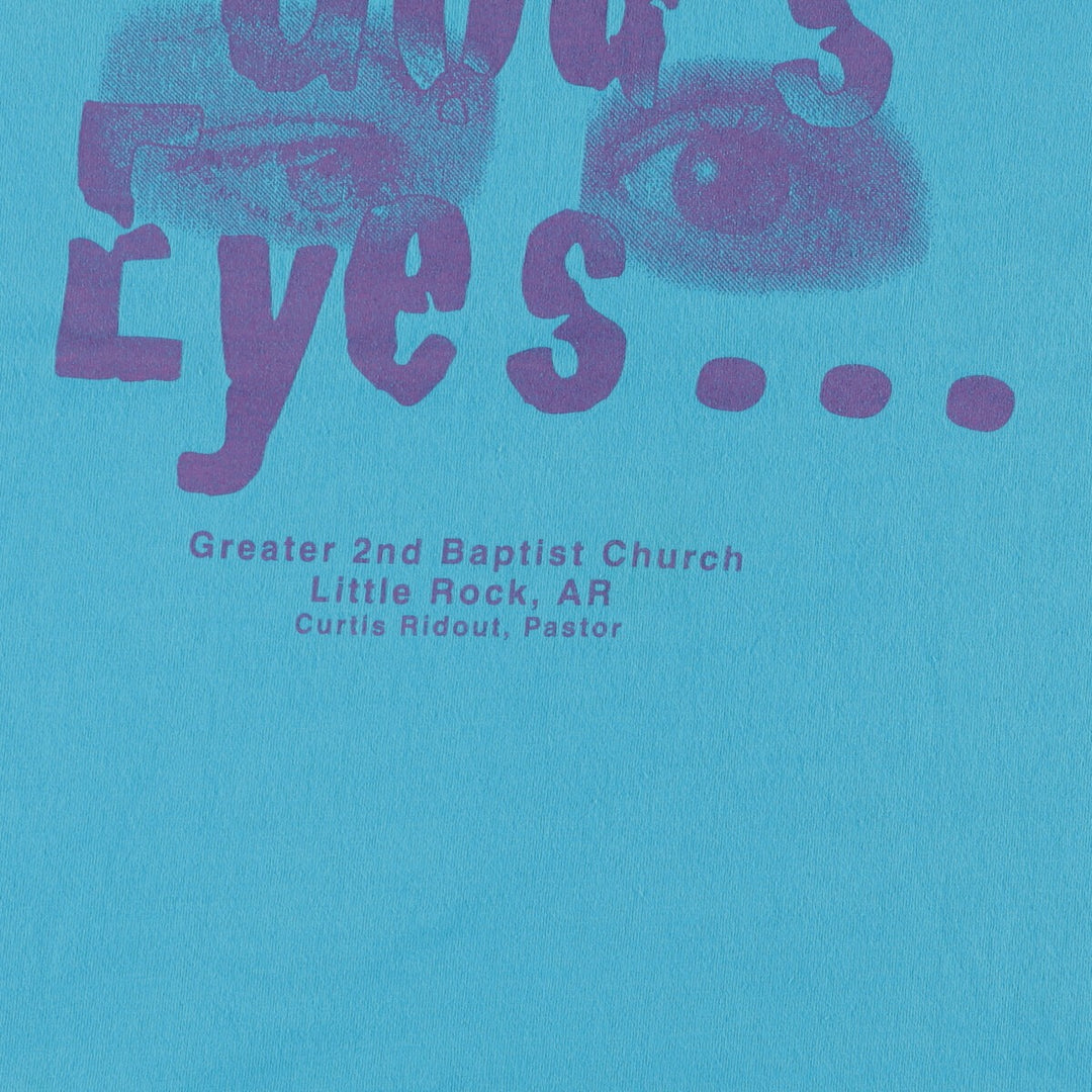 2000'S Fruit of the Loom Message Print T-Shirt, Men's XL cotton turquoise blue Vintage Second Hand