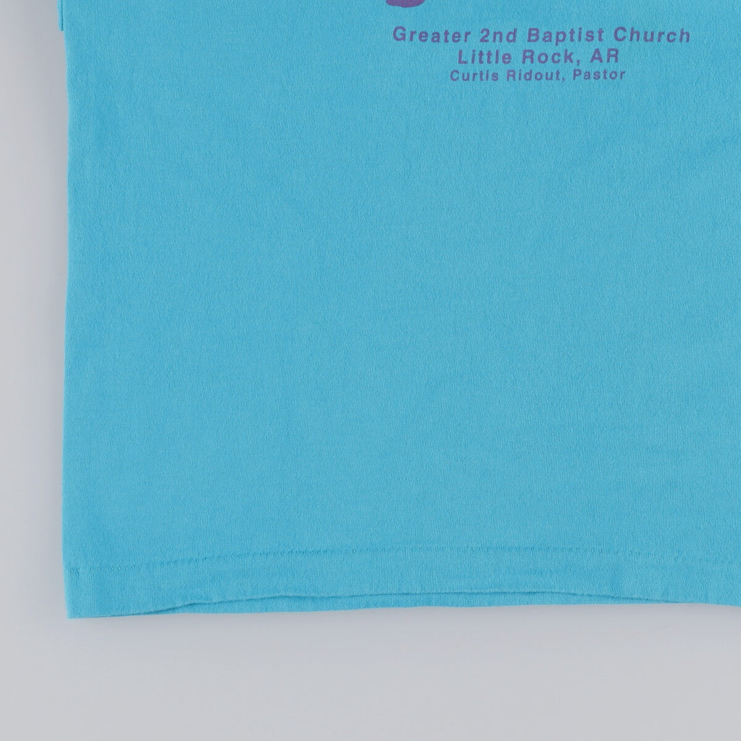 2000'S Fruit of the Loom Message Print T-Shirt, Men's XL cotton turquoise blue Vintage Second Hand