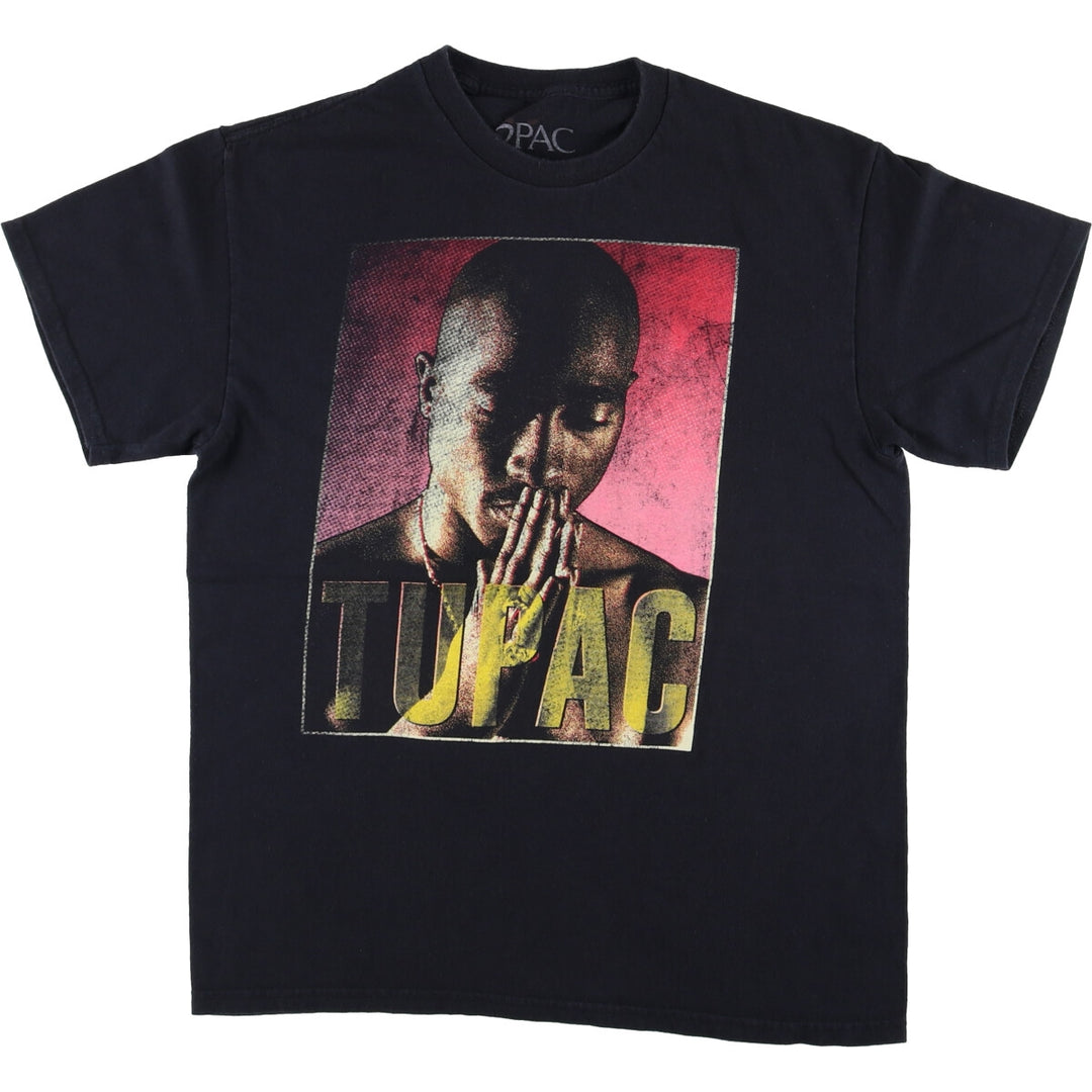 2pac Rap T-shirt, Men's M size cotton black type Vintage Second Hand