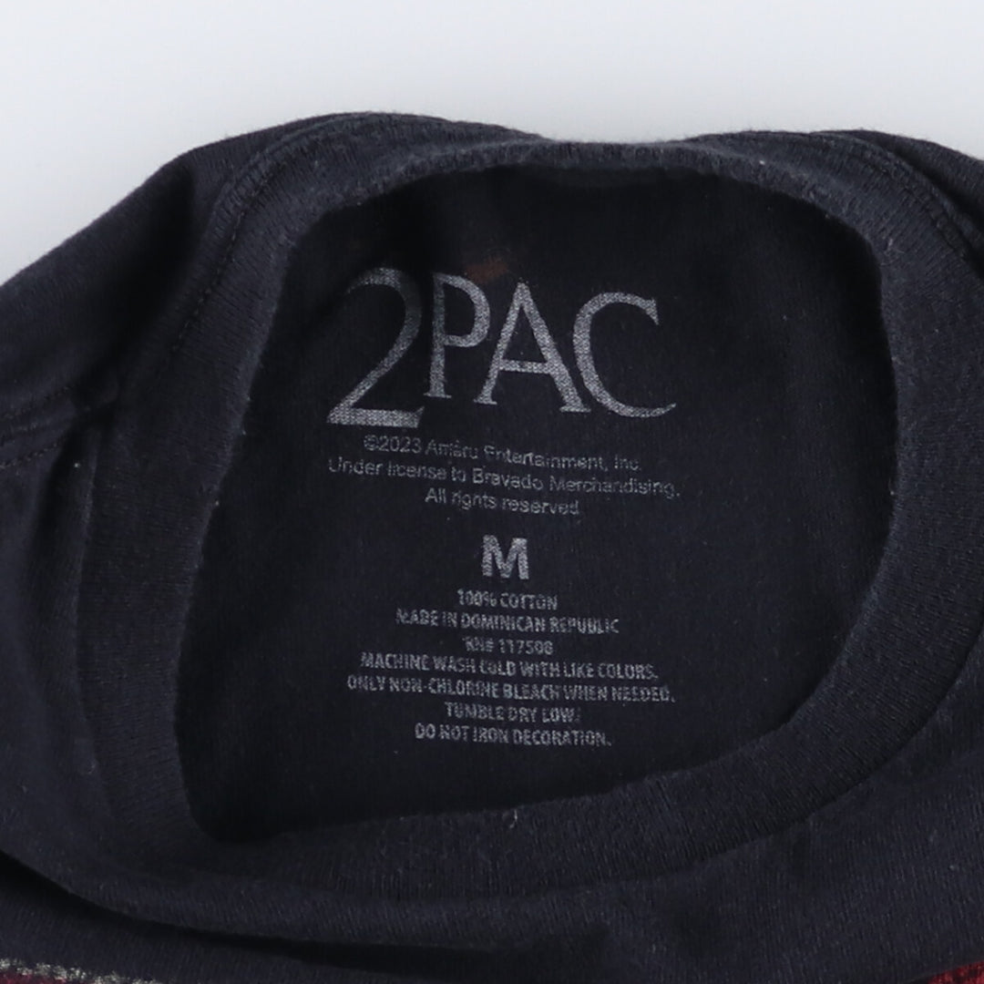 2pac Rap T-shirt, Men's M size cotton black type Vintage Second Hand