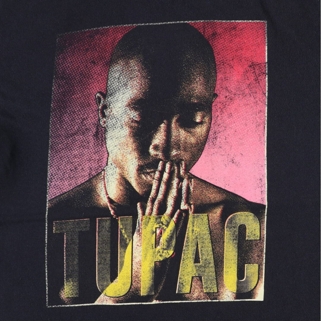 2pac Rap T-shirt, Men's M size cotton black type Vintage Second Hand