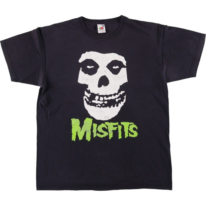 Fruit of the Loom Misfits Skull Pattern Band T-shirt, size L for men cotton black type Vintage Second Hand