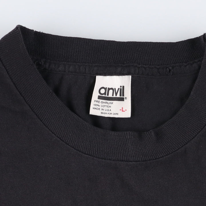 Vintage 90'S Anvil Wolf Pattern Animal T-Shirt, Made in USA, Men's Size L cotton black type Vintage Second Hand