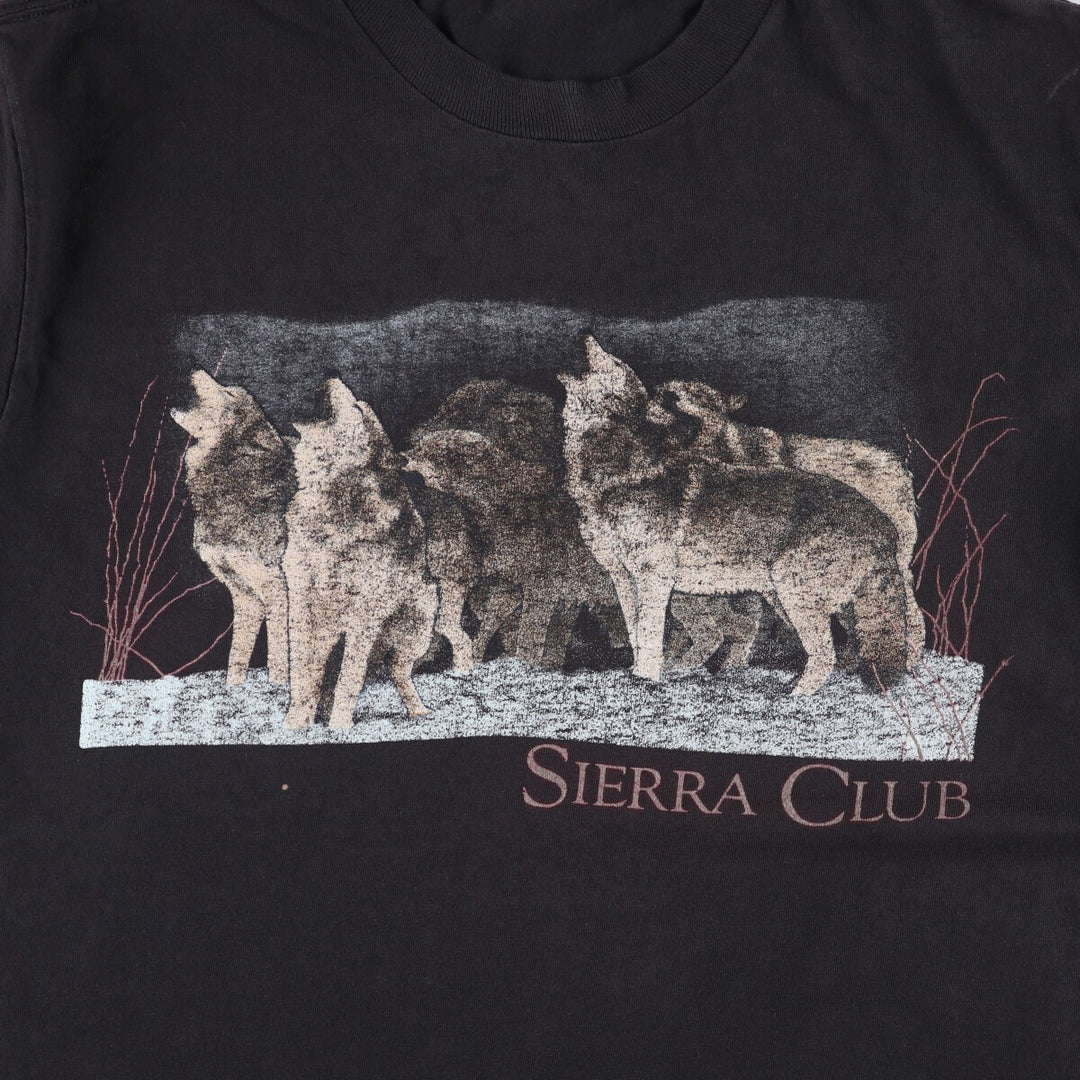 Vintage 90'S Anvil Wolf Pattern Animal T-Shirt, Made in USA, Men's Size L cotton black type Vintage Second Hand