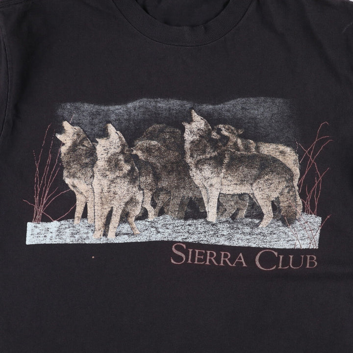 Vintage 90'S Anvil Wolf Pattern Animal T-Shirt, Made in USA, Men's Size L cotton black type Vintage Second Hand