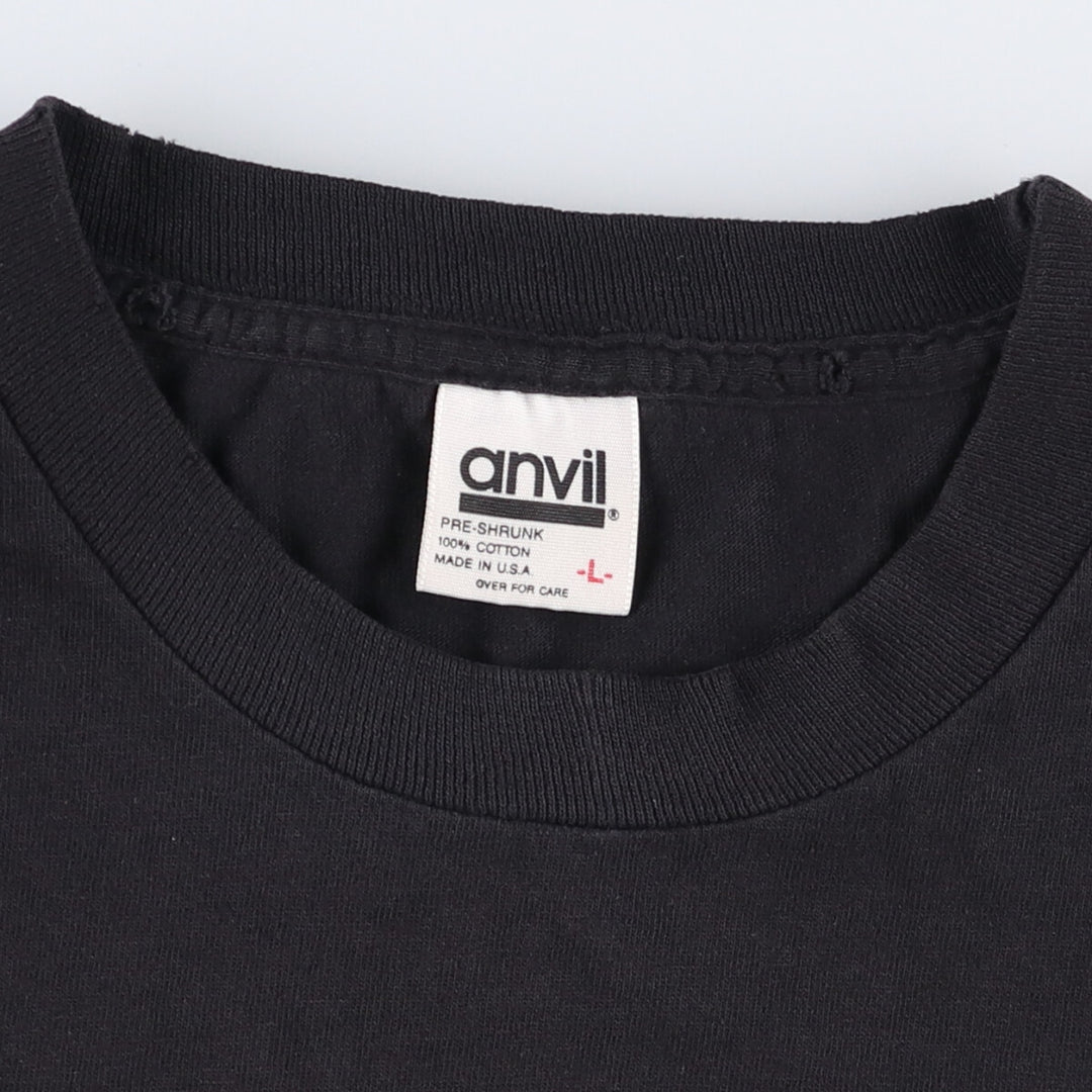 Vintage 90'S Anvil Wolf Pattern Animal T-Shirt, Made in USA, Men's Size L cotton black type Vintage Second Hand