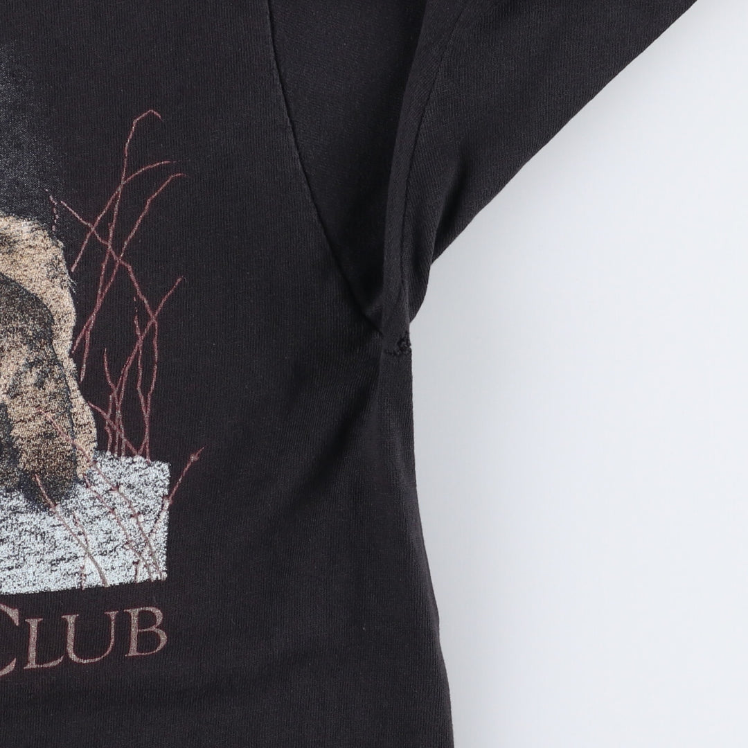 Vintage 90'S Anvil Wolf Pattern Animal T-Shirt, Made in USA, Men's Size L cotton black type Vintage Second Hand