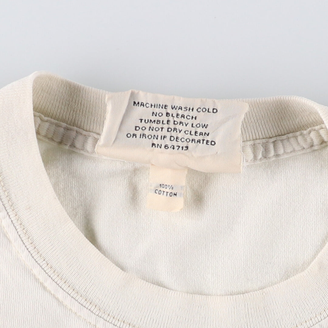 FIELD and STREAM Printed T-Shirt, Made in USA, Men's Size L cotton pale white type Vintage Second Hand