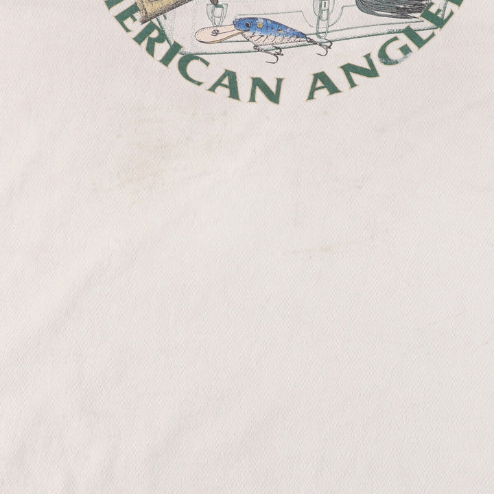 FIELD and STREAM Printed T-Shirt, Made in USA, Men's Size L cotton pale white type Vintage Second Hand