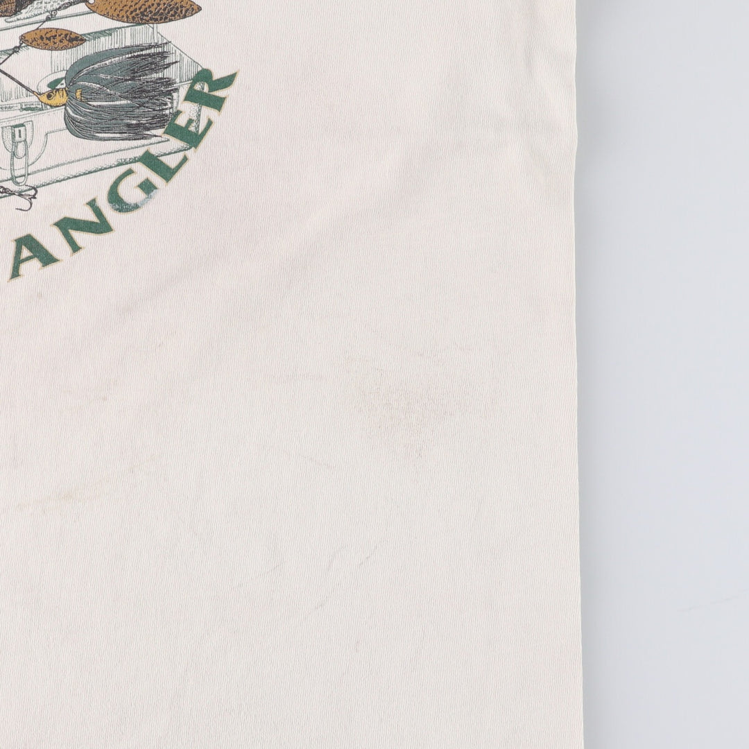 FIELD and STREAM Printed T-Shirt, Made in USA, Men's Size L cotton pale white type Vintage Second Hand
