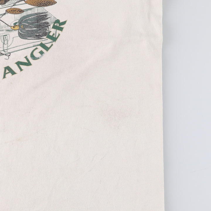 FIELD and STREAM Printed T-Shirt, Made in USA, Men's Size L cotton pale white type Vintage Second Hand
