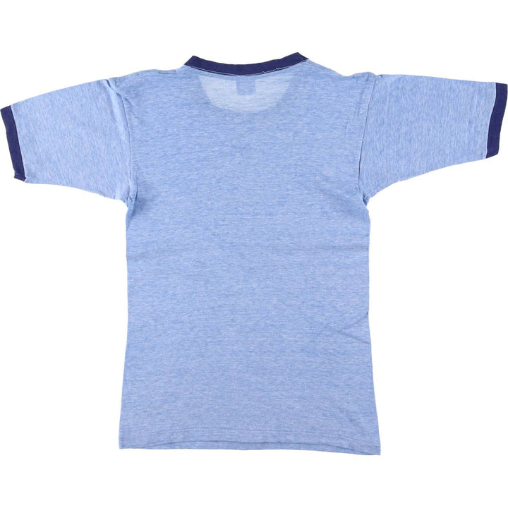 70'S Champion Bartag College Ringer T-shirt, Made in USA, Women's S size, Vintage cotton blue type Vintage Second Hand