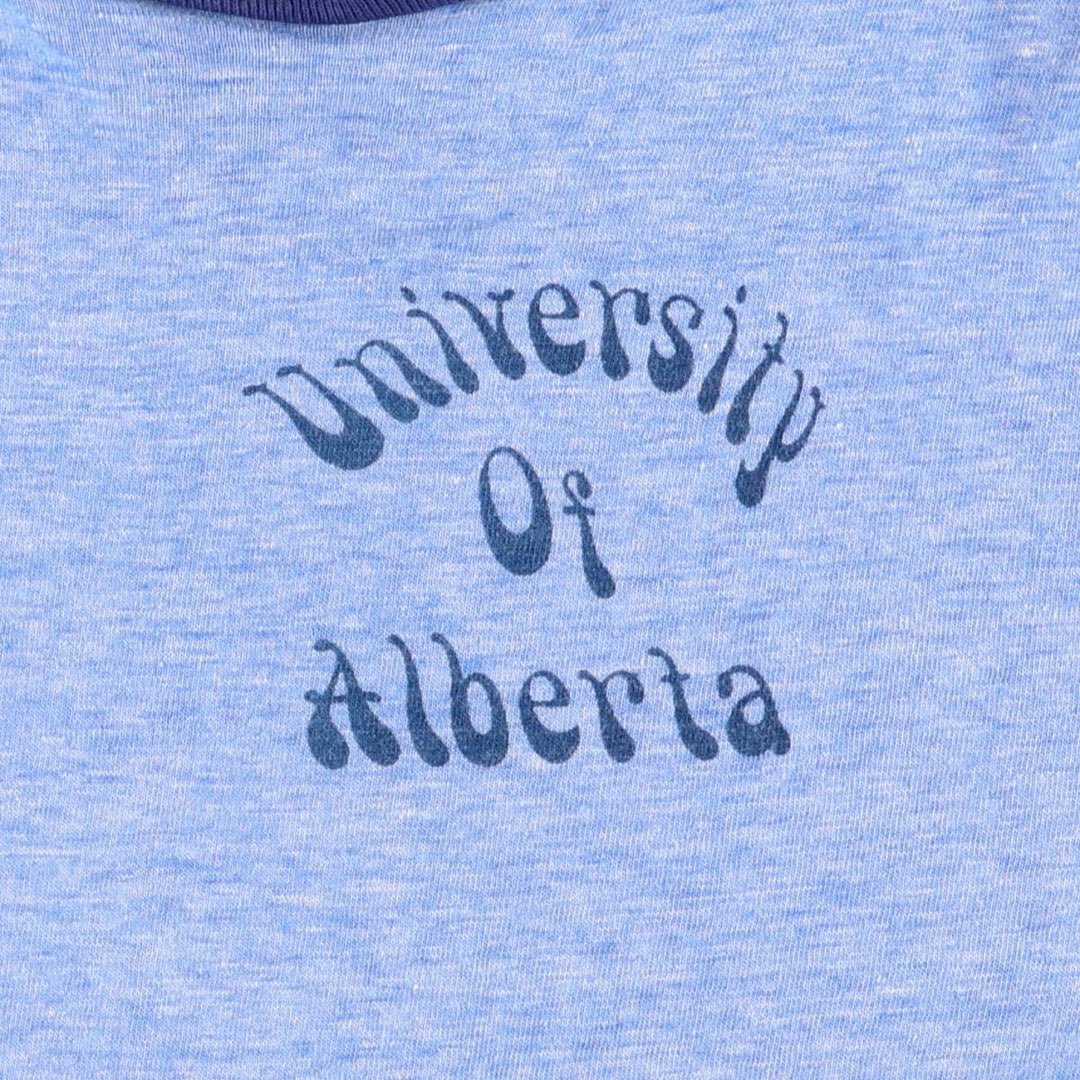 70'S Champion Bartag College Ringer T-shirt, Made in USA, Women's S size, Vintage cotton blue type Vintage Second Hand