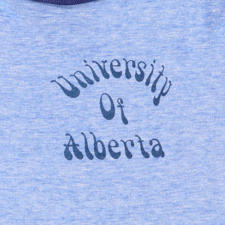 70'S Champion Bartag College Ringer T-shirt, Made in USA, Women's S size, Vintage cotton blue type Vintage Second Hand