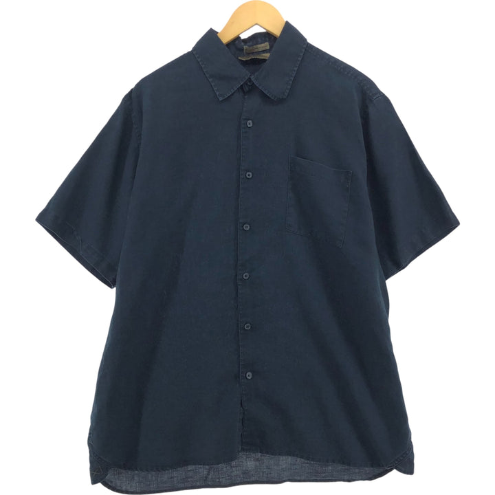 AXIS Short Sleeve Linen Shirt, Men's XL linen black type Vintage Second Hand
