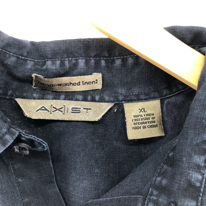 AXIS Short Sleeve Linen Shirt, Men's XL linen black type Vintage Second Hand