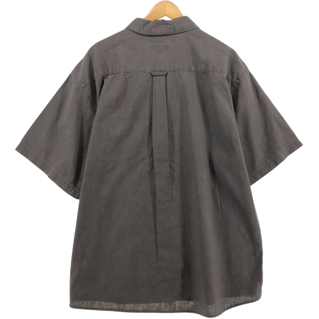 Columbia Short Sleeve Linen and Cotton Box Shirt, Men's XL linen Khaki type Vintage Second Hand