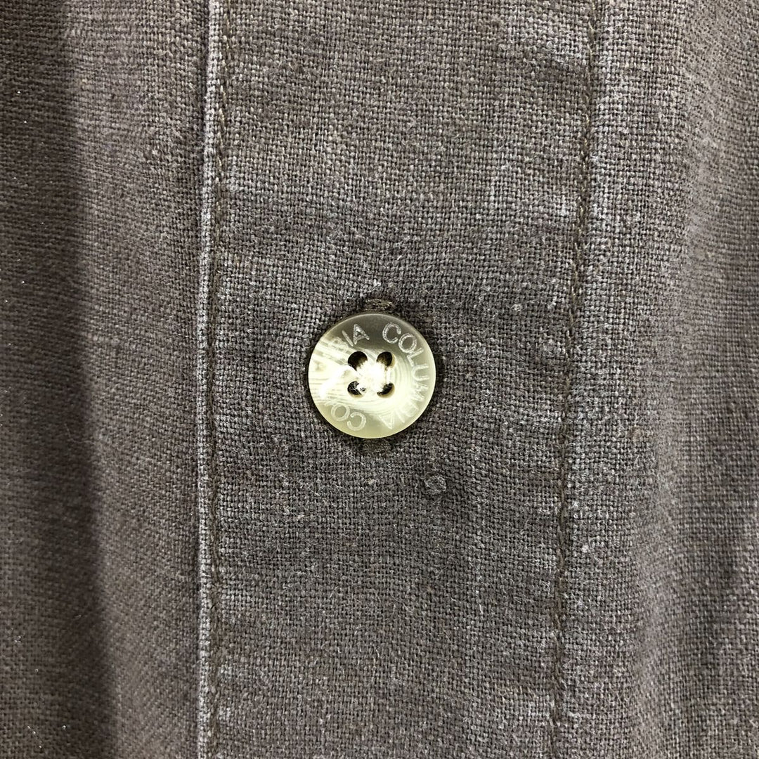 Columbia Short Sleeve Linen and Cotton Box Shirt, Men's XL linen Khaki type Vintage Second Hand