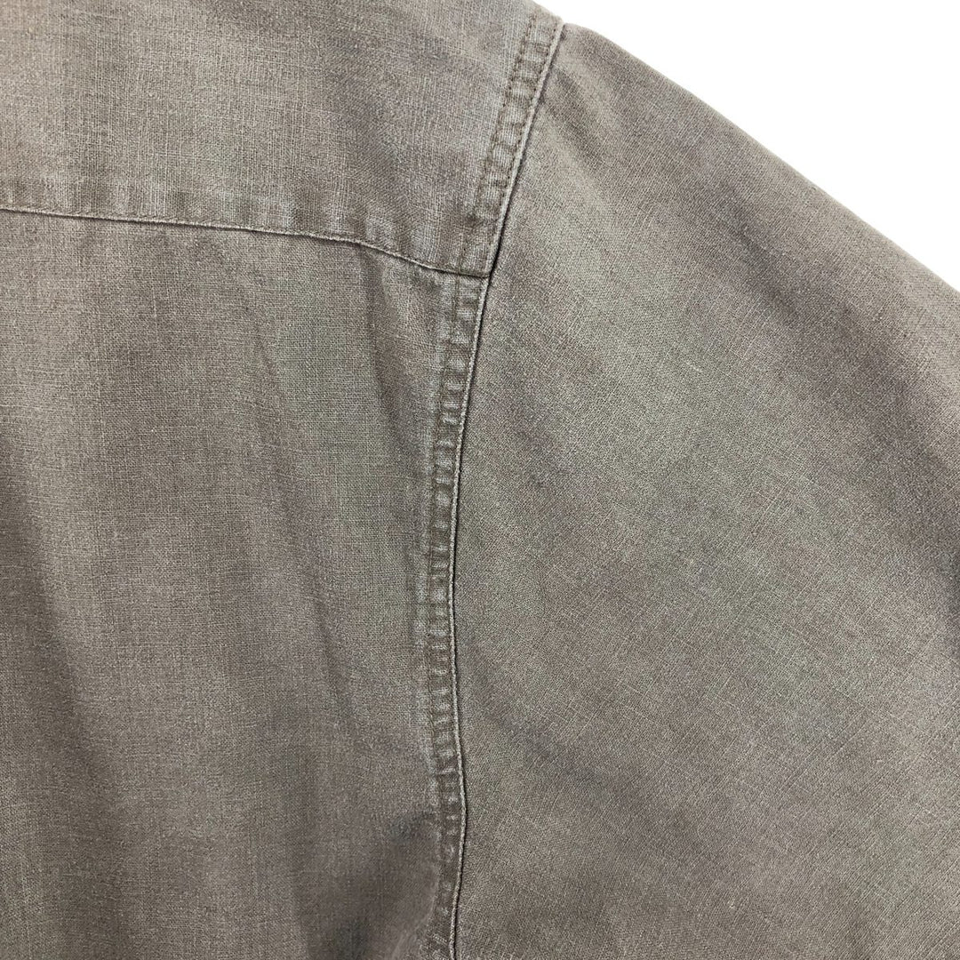 Columbia Short Sleeve Linen and Cotton Box Shirt, Men's XL linen Khaki type Vintage Second Hand