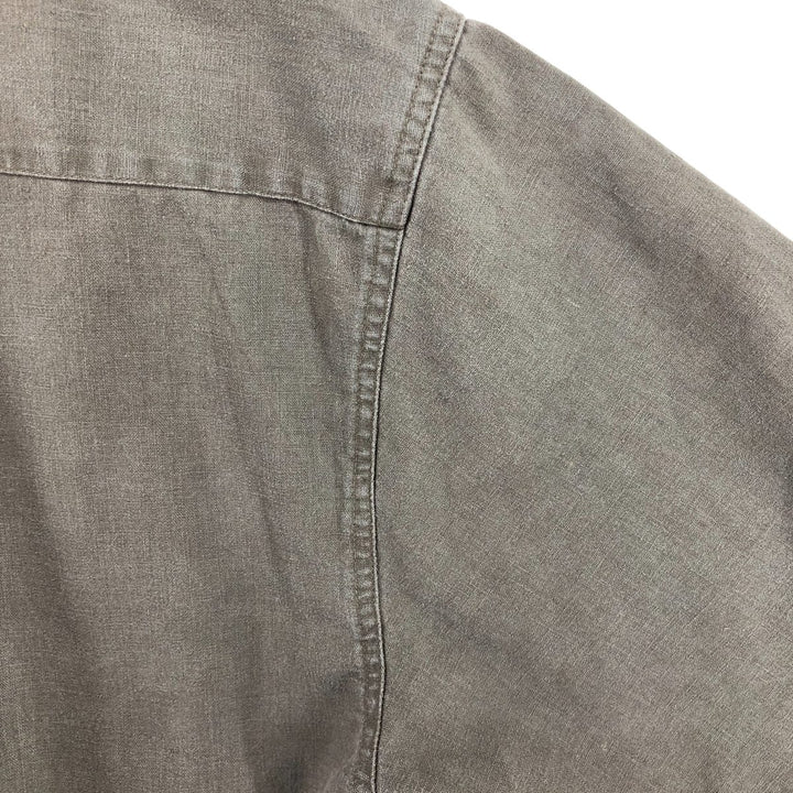 Columbia Short Sleeve Linen and Cotton Box Shirt, Men's XL linen Khaki type Vintage Second Hand
