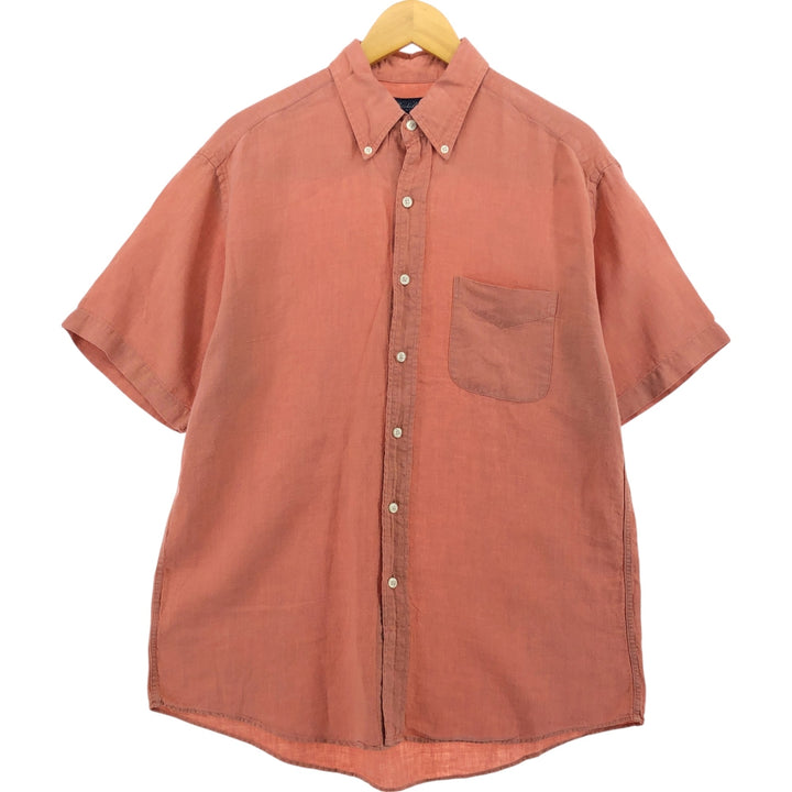 Brooks Brothers short-sleeved linen button-down shirt, men's size M linen orange type Vintage Second Hand