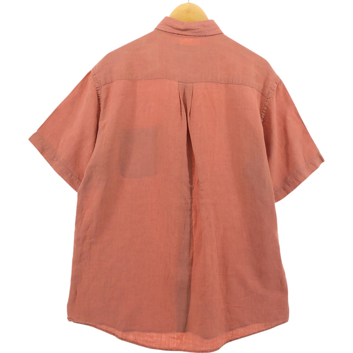 Brooks Brothers short-sleeved linen button-down shirt, men's size M linen orange type Vintage Second Hand