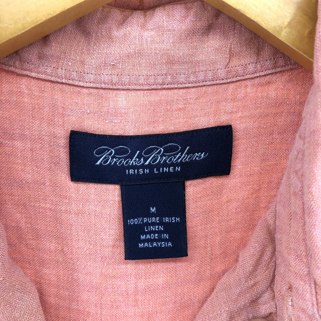 Brooks Brothers short-sleeved linen button-down shirt, men's size M linen orange type Vintage Second Hand