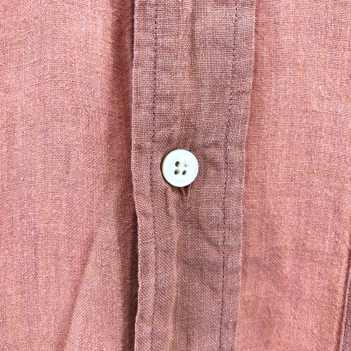Brooks Brothers short-sleeved linen button-down shirt, men's size M linen orange type Vintage Second Hand