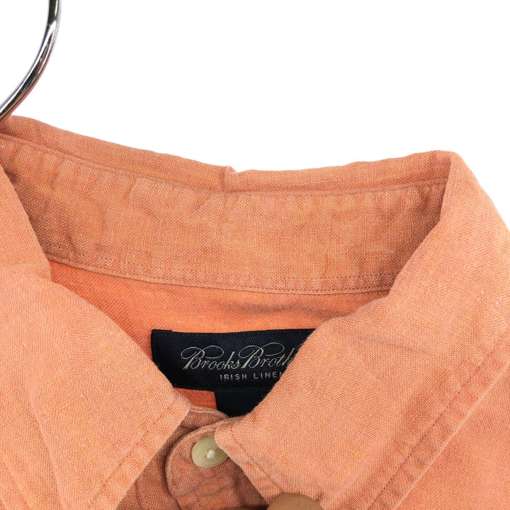 Brooks Brothers short-sleeved linen button-down shirt, men's size M linen orange type Vintage Second Hand