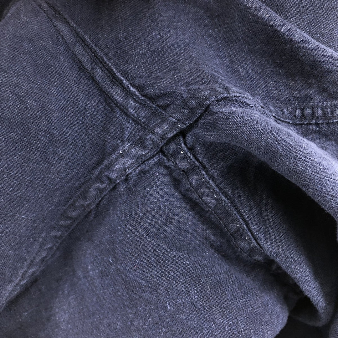 Brooks Brothers 346 short sleeve linen button-down shirt, men's size L linen navy blue type Vintage Second Hand