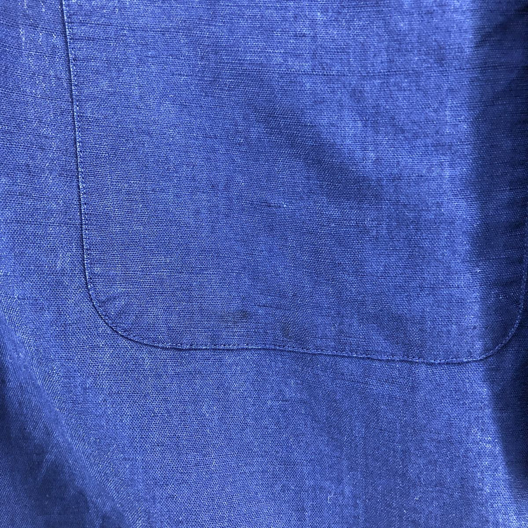 NAUTICA Short Sleeve Open Collar Rayon and Linen Box Shirt, Men's XXL linen navy blue type Vintage Second Hand