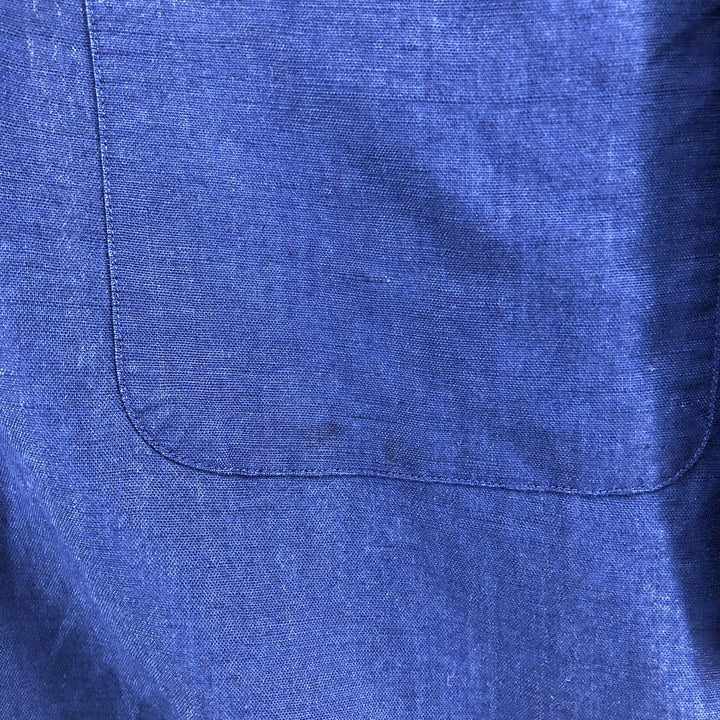 NAUTICA Short Sleeve Open Collar Rayon and Linen Box Shirt, Men's XXL linen navy blue type Vintage Second Hand