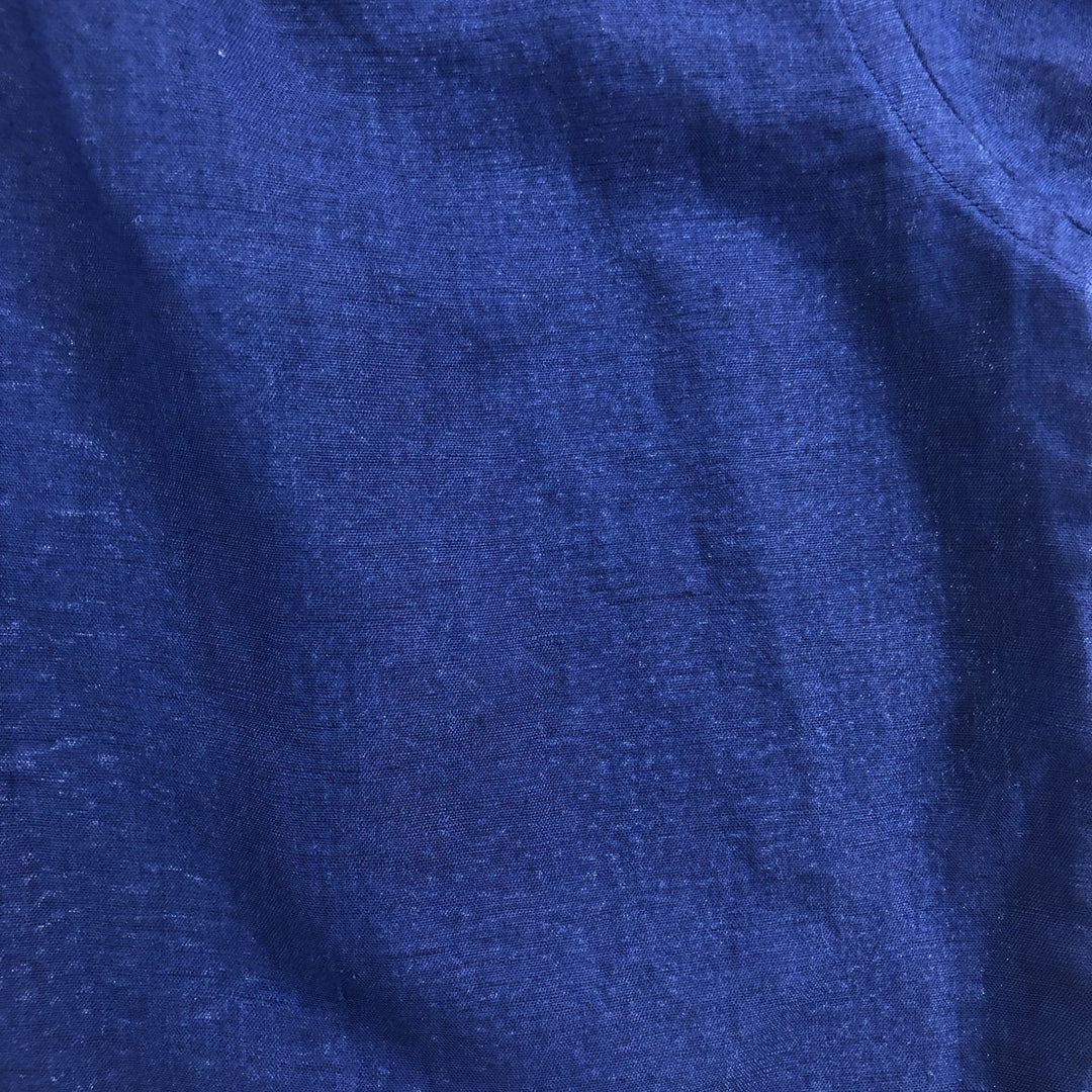 NAUTICA Short Sleeve Open Collar Rayon and Linen Box Shirt, Men's XXL linen navy blue type Vintage Second Hand