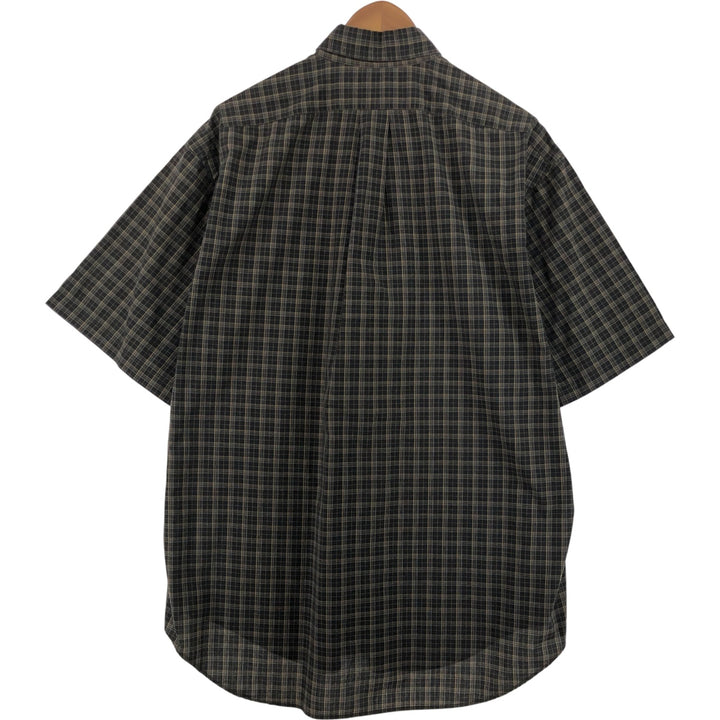 Ralph Lauren BLAKE short sleeve button down check shirt, men's size L cotton black type Vintage Second Hand