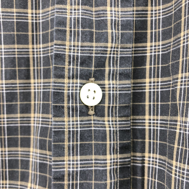 Ralph Lauren BLAKE short sleeve button down check shirt, men's size L cotton black type Vintage Second Hand