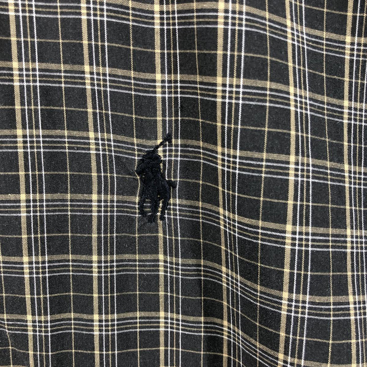 Ralph Lauren BLAKE short sleeve button down check shirt, men's size L cotton black type Vintage Second Hand