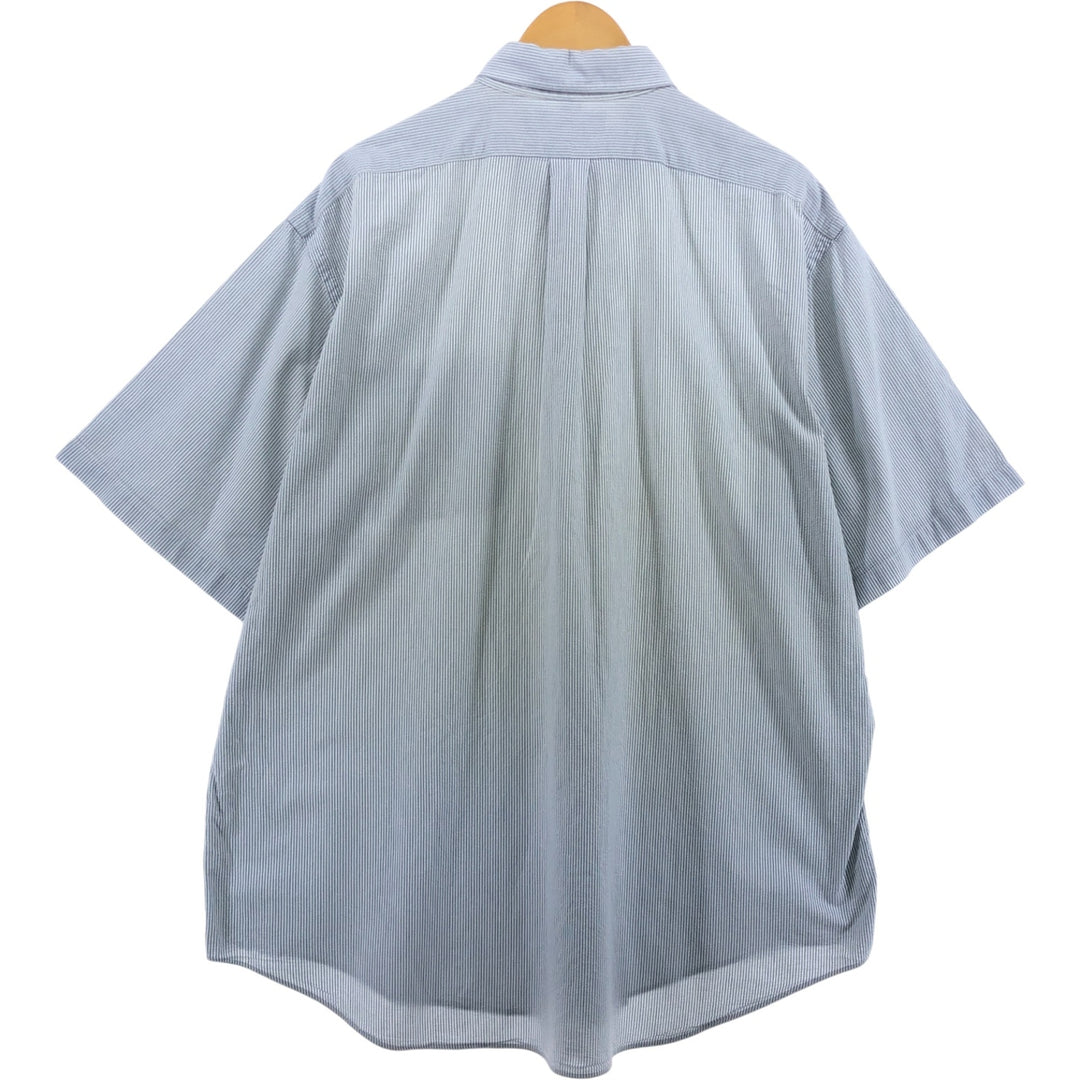 Ralph Lauren TILDEN seersucker short-sleeve button-down striped shirt, men's size XL cotton navy blue type Vintage Second Hand